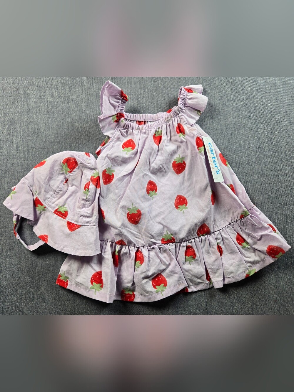 Carter's Lavender Dress with Red Strawberry Print